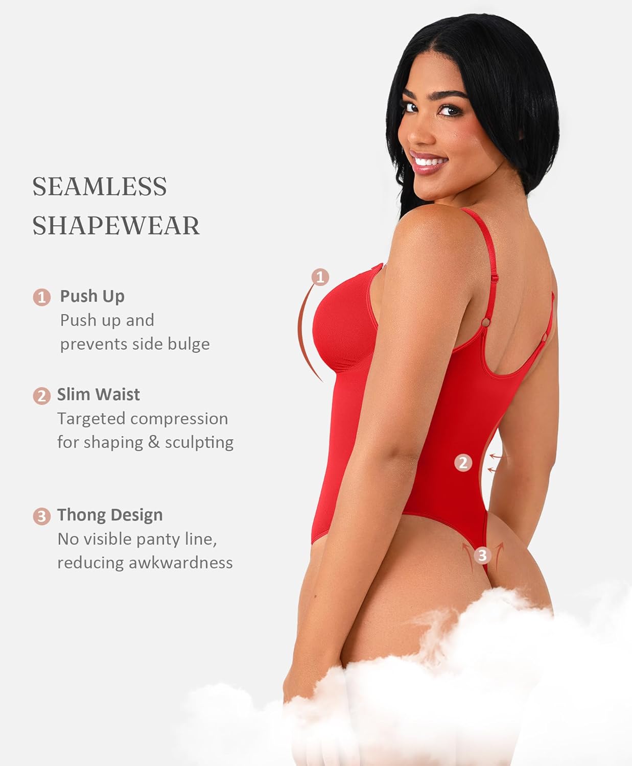 FeelinGirl Shapewear Bodysuit Tummy Control for Women Zip-Up Shapewear Thong Waist V Neck Body Shaper Going Out - Image 5