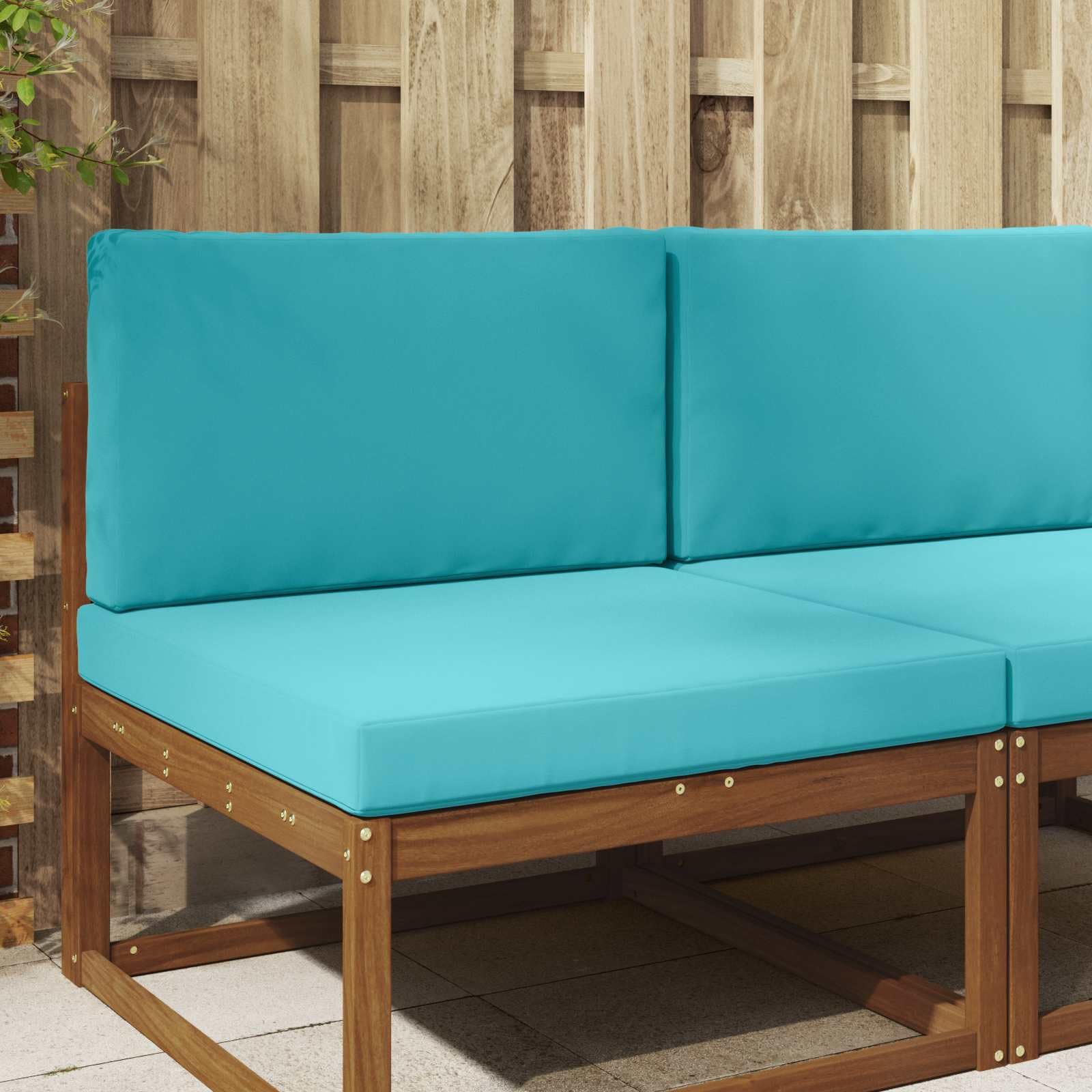 Cojines transpirables antimanchas para sofás de terraza en color turquesa juego de 2