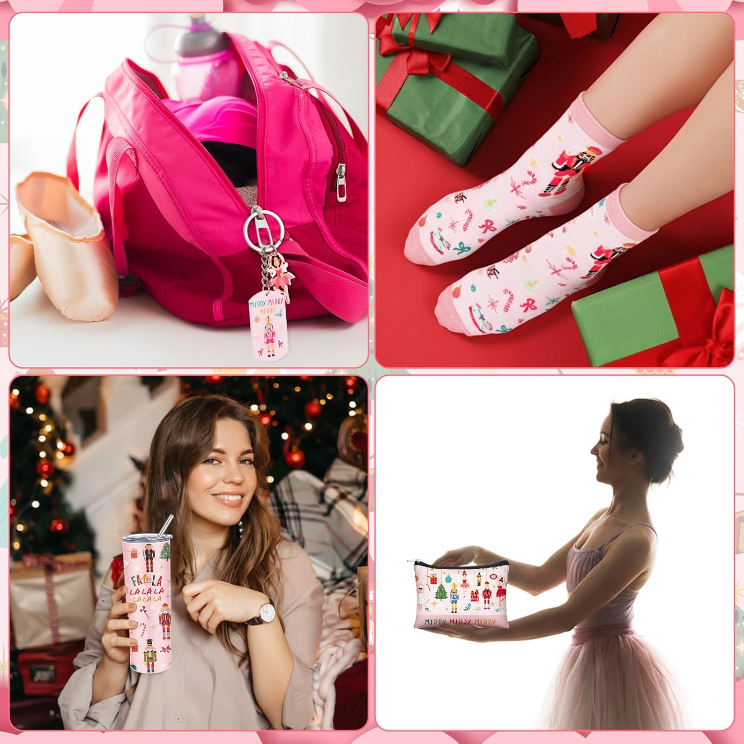 JenPen 10 Pcs Valentines Pink Nutcracker Ballet Gifts Basket Set for Women Nutcracker Lovers Include 20 oz Stainless Steel Tumbler Cosmetic Bag Throw Blanket Basket Stuff for Dancers Friend - Image 5