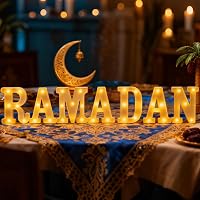 GOAUS Ramadan ábécé LED dekoráció elemes, asztali és függeszthető otthoni díszvilágítás 4