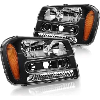 Amazon Com Dwvo Compatible With 2002 2003 2004 2005 2006 2007 2008 2009 Chevy Trailblazer Headlight Assembly W Full Width Grille Headlamp Replacement Amber Reflector Not Fit The Lt Models Automotive