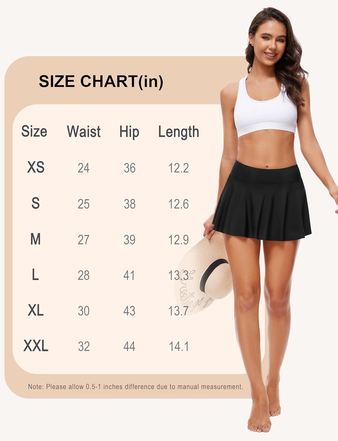 OVRUNS Period Swimwear High Waist Skirt with Leakproof Swim Bikini Bottoms Waterproof with Zip Pocket for Women Girl Teens