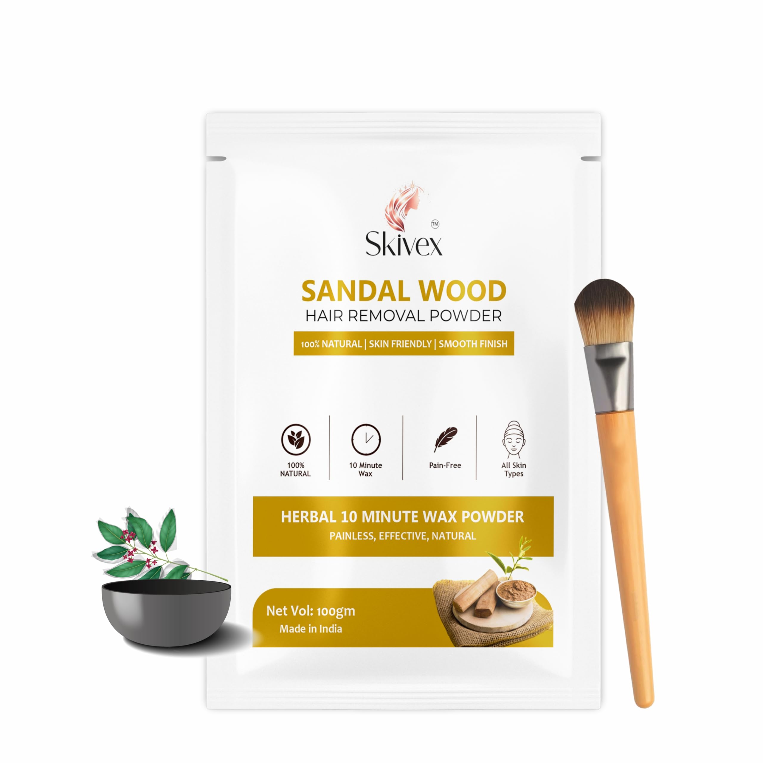 Hair Removal Powder, 100% Natural, Pain-Free, Herbal 10 Minute Wax, All Skin Types (Sandalwood)-image-47