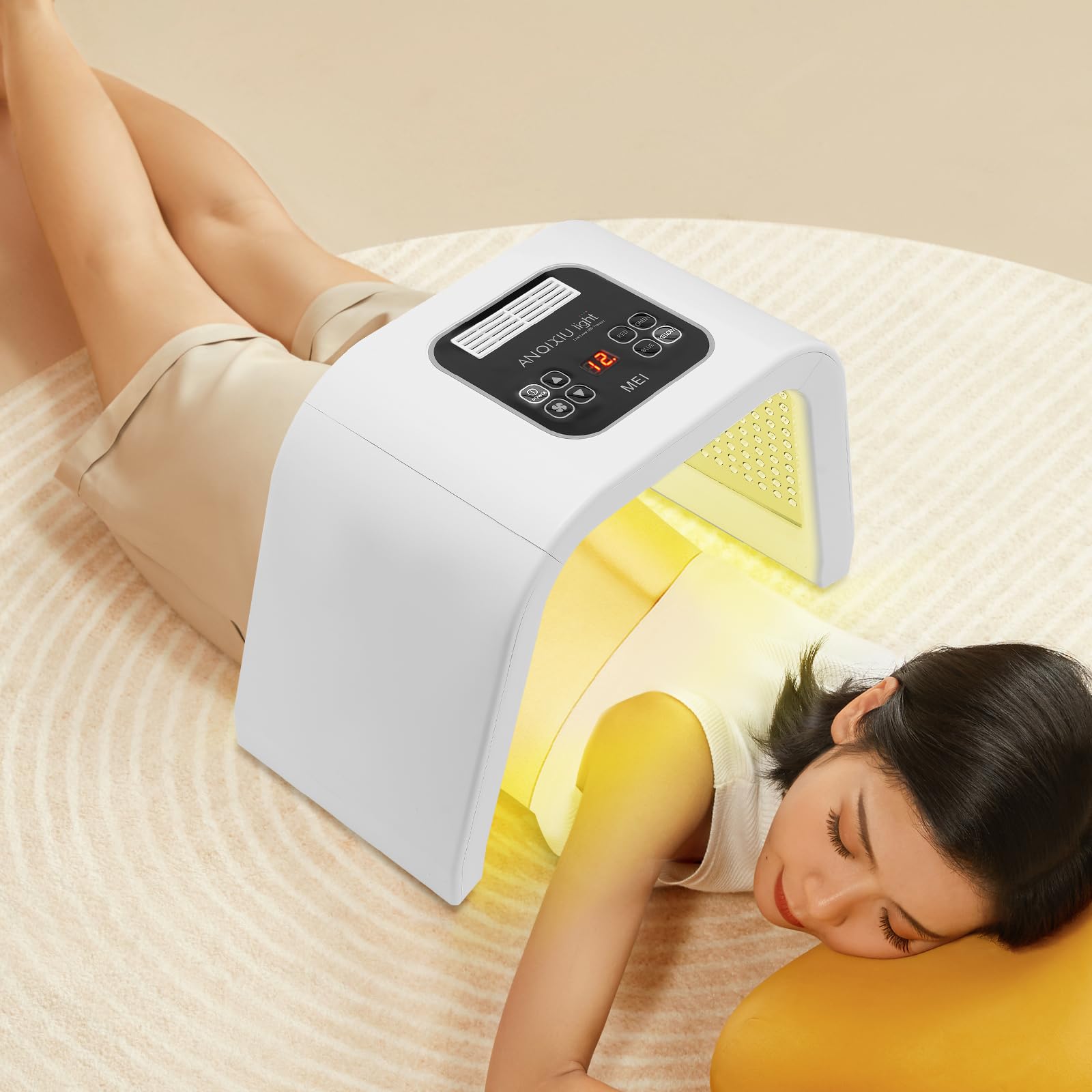 Lámpara de belleza LED de 7 colores para terapia de luz, máscara facial, dispositivo para el cuidado de la piel, mejora las arrugas, reafirma la piel, herramientas de terapia de fotones