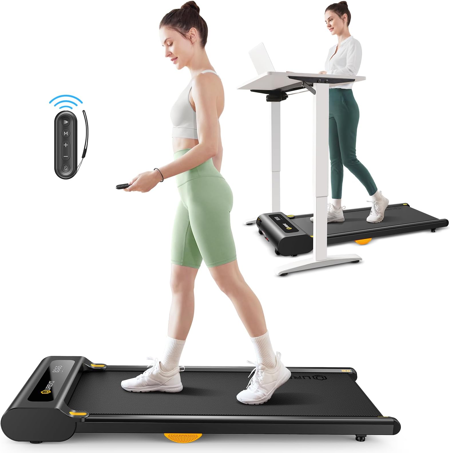 UREVO Under Desk Treadmill, Walking Pad for Home/Office, Portable Walking Treadmill 2.25HP, Walking Jogging Machine with 265 lbs Weight Capacity Remote Control LED Display