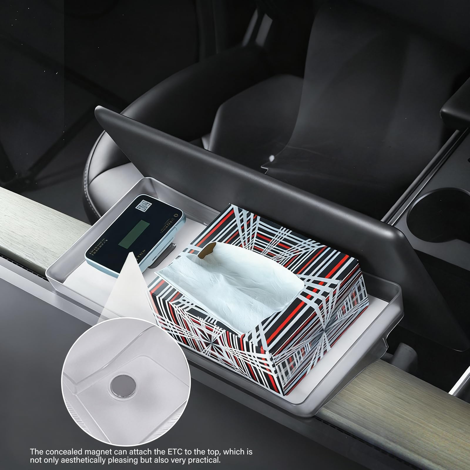 Organizador adhesivo fácil para coche, caja de almacenamiento de perfil bajo, discretos organizadores montados en el parabrisas, instalación sencilla para MY / 3 compartimentos de perfil bajo