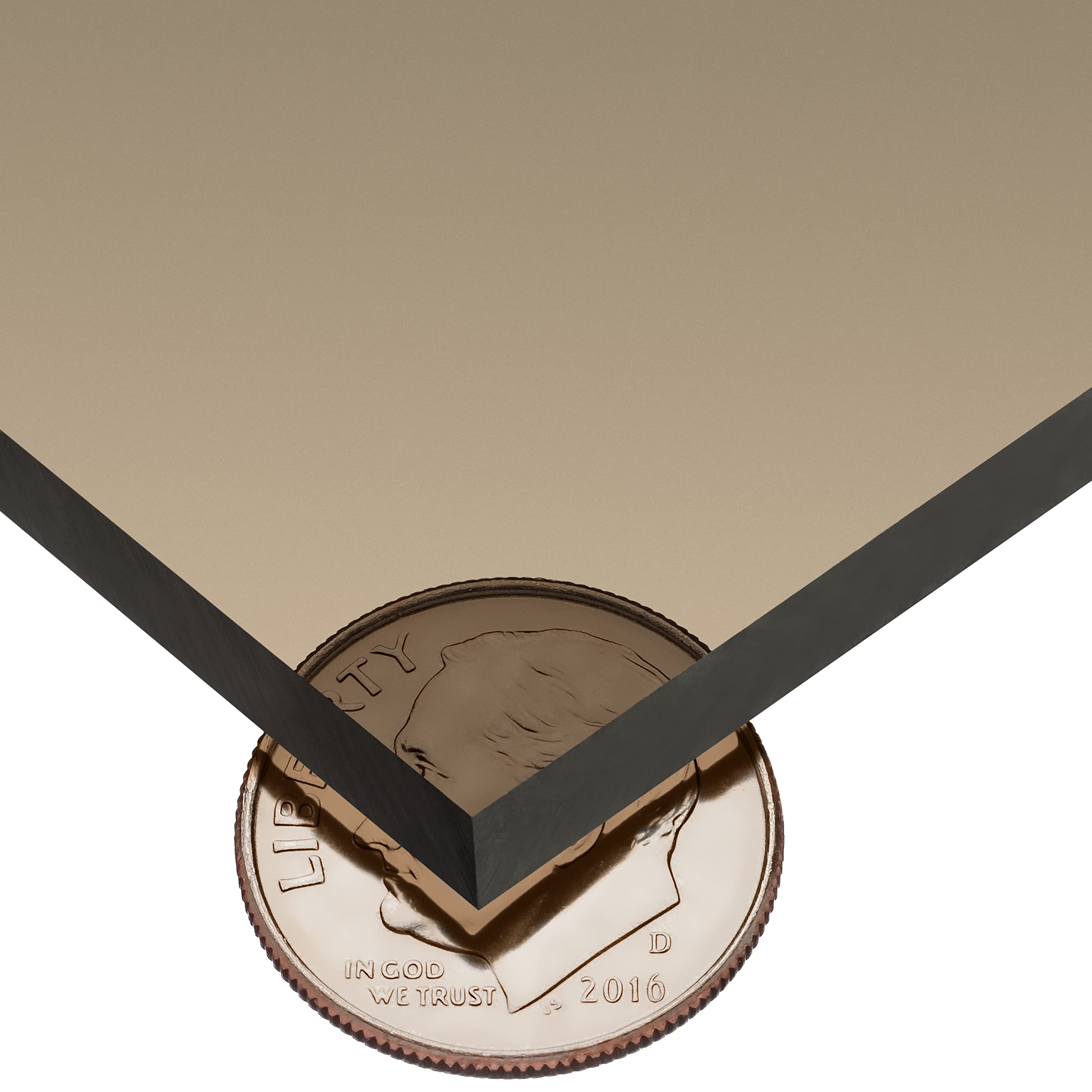 Polycarbonate Plastic Sheet, Scratch & UV-Resistant, Tinted Bronze, 1/4 in Thick x 24 in Wide x 48 in Long