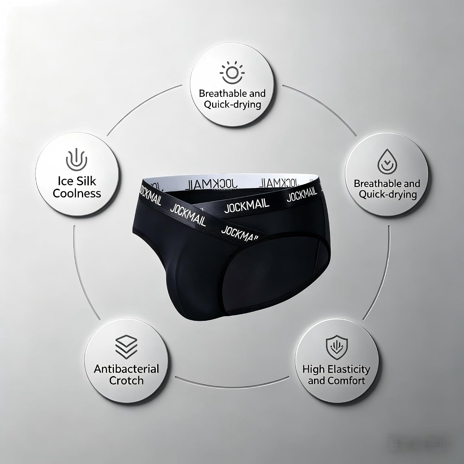 JOCKMAIL Men's Low Rise Sexy Briefs Breathable Ice Silk Underwear Athletic Letter Print Lightweight Triangle Cut
