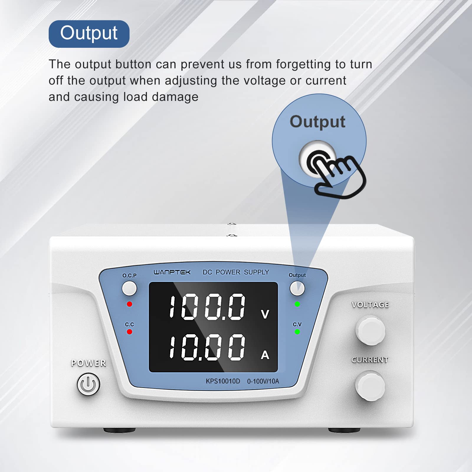 DC-Schaltnetzteil 0-100V/0-10A, Variable geregelte Stromversorgung, Labornetzteil mit Output-Taste, 4-stellige LED-Digitalanzeige mit hoher Präzision, Encodereinstellung