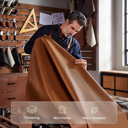 Miniatura 5 de Puf cuadrado de cuero genuino otomano reposapiés para sala de estar, dormitorio, interior (marrón) Marrón,Negro -,https://www.amazon.com/dp/undefined