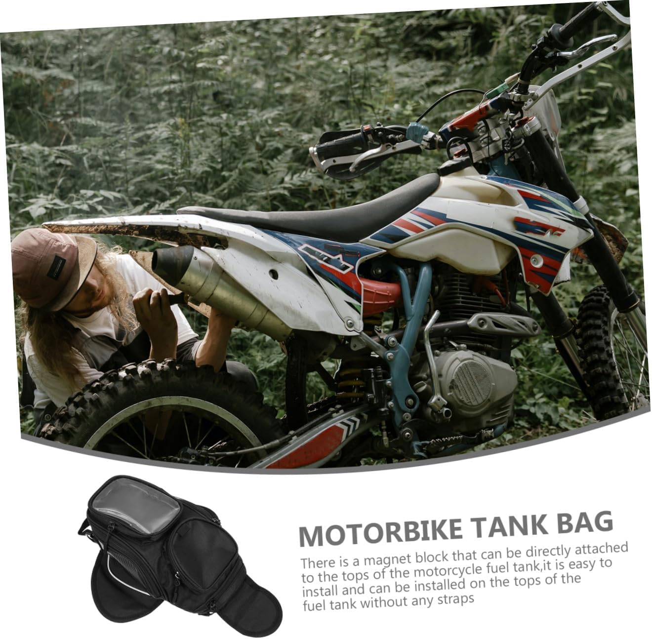 Universal Waterproof Motorcycle Tank Bag Magnetic Fuel Pouch Motorcycle Pouch for Riding Storage Compatible with Motorbike Accessories