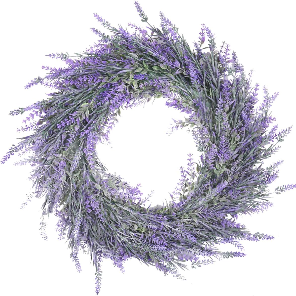 HEBE 18" Artificial Lavender Wreaths Fake Lavender Flower Wreath for Front Door Farmhouse Wreath Welcome Door Wreath for Fall Autumn Thanksgiving Holiday Hanging Wall Wedding Window Decor