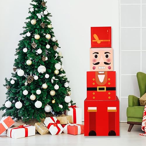 Miniatura 9 de Caja de decoración de Navidad, cajas de regalo decorativas grandes para árbol de Navidad, caja de almacenamiento apilable de 36.6 pulgadas de