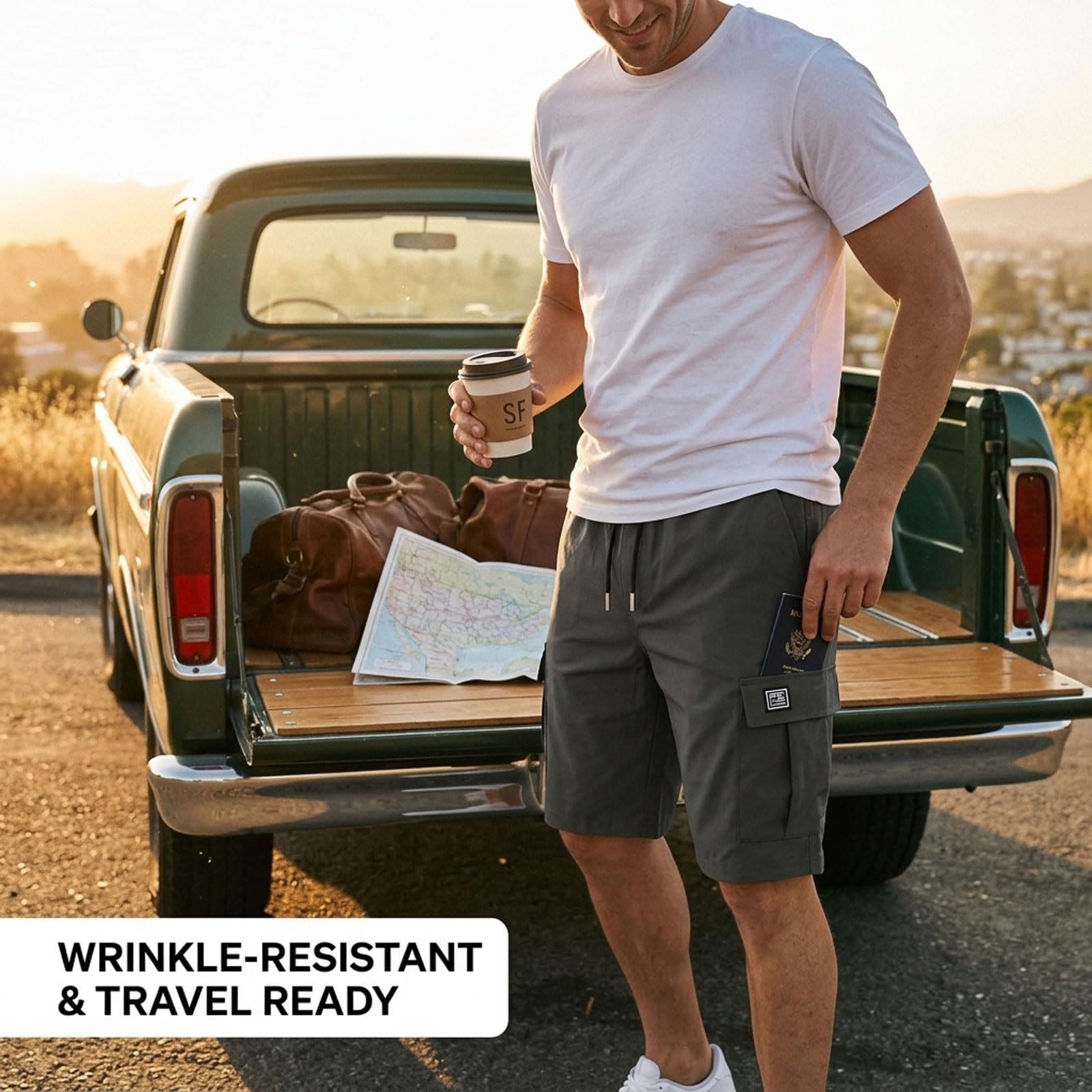Men's Sport Cargo Shorts - 2026 New Men’s Casual Tactical Style Drawstring Stretch Cargo Shorts — view 3