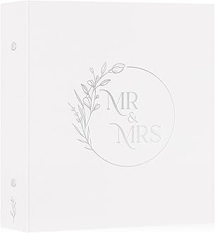 Lanpn Wedding Photo Album 4x6 600 Pockets, Large Capacity Newlywed Marriage Albums Linen Hardcover Slip in Holds 600 horizontal Vertical Photos (White)