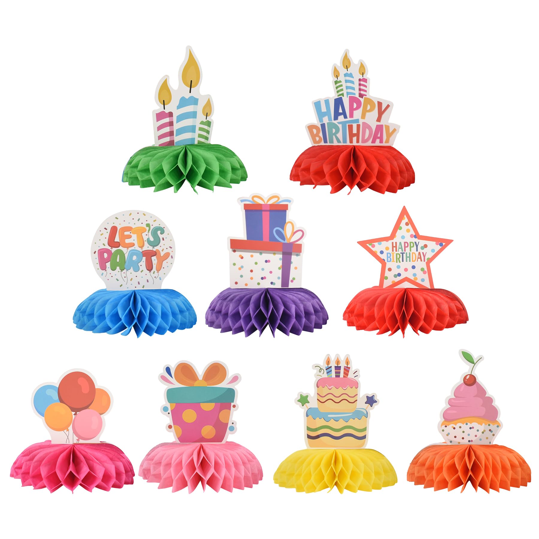 LLMSIX 9PCS Honeycomb Centerpieces - Colorful 3D Birthday Table Decorations, Easy Assemble, For Kids Parties, Dining Tables - View #5