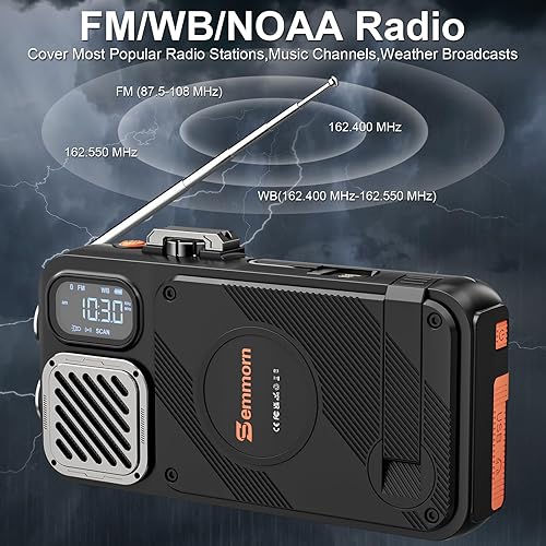 Miniatura 2 de Radio de emergencia y banco de energía solar de 22000 mAh, Radio meteorológica FM NOAA, Radio portátil con manivela Bluetooth, cargador de teléfono