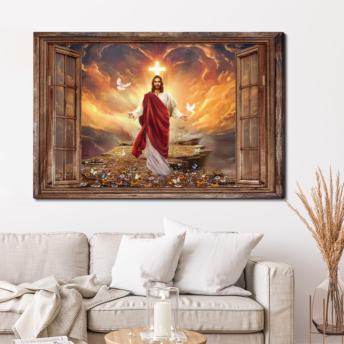 Leinwandbild 'Jesus Und Das Lamm' – Religiöse Deko Für Zuhause