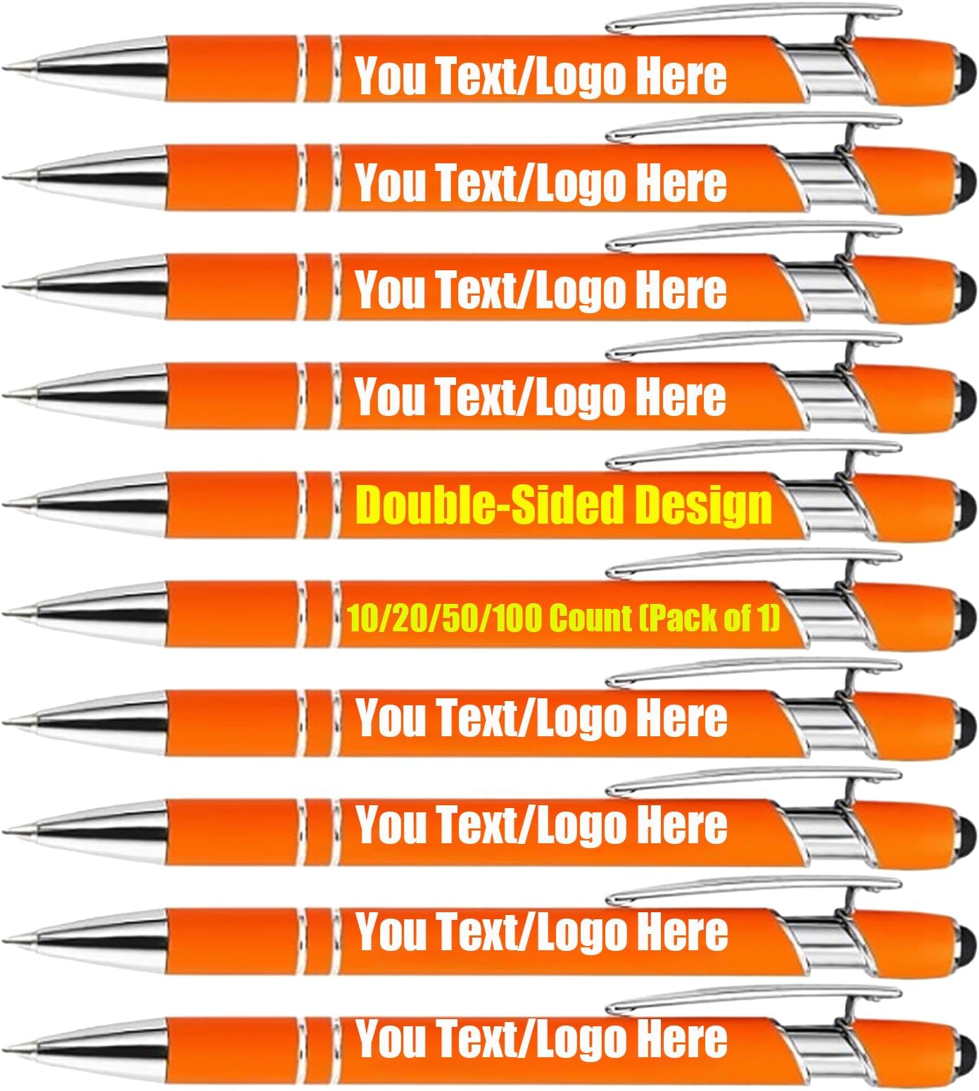 Up to 100 Pcs Personalised Pens Bulk handwriting pens stylus pens for touch screens - ballpoint pens black ink personalised gifts for Birthday, Anniversary, Or Office Use (Saffron, 100PCS)