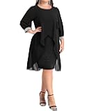 Plus Size Cocktail Dress - Elegant Chiffon Cape 3/4 Sleeves Glitter Evening Party Wedding Guest Dresses Women Formal