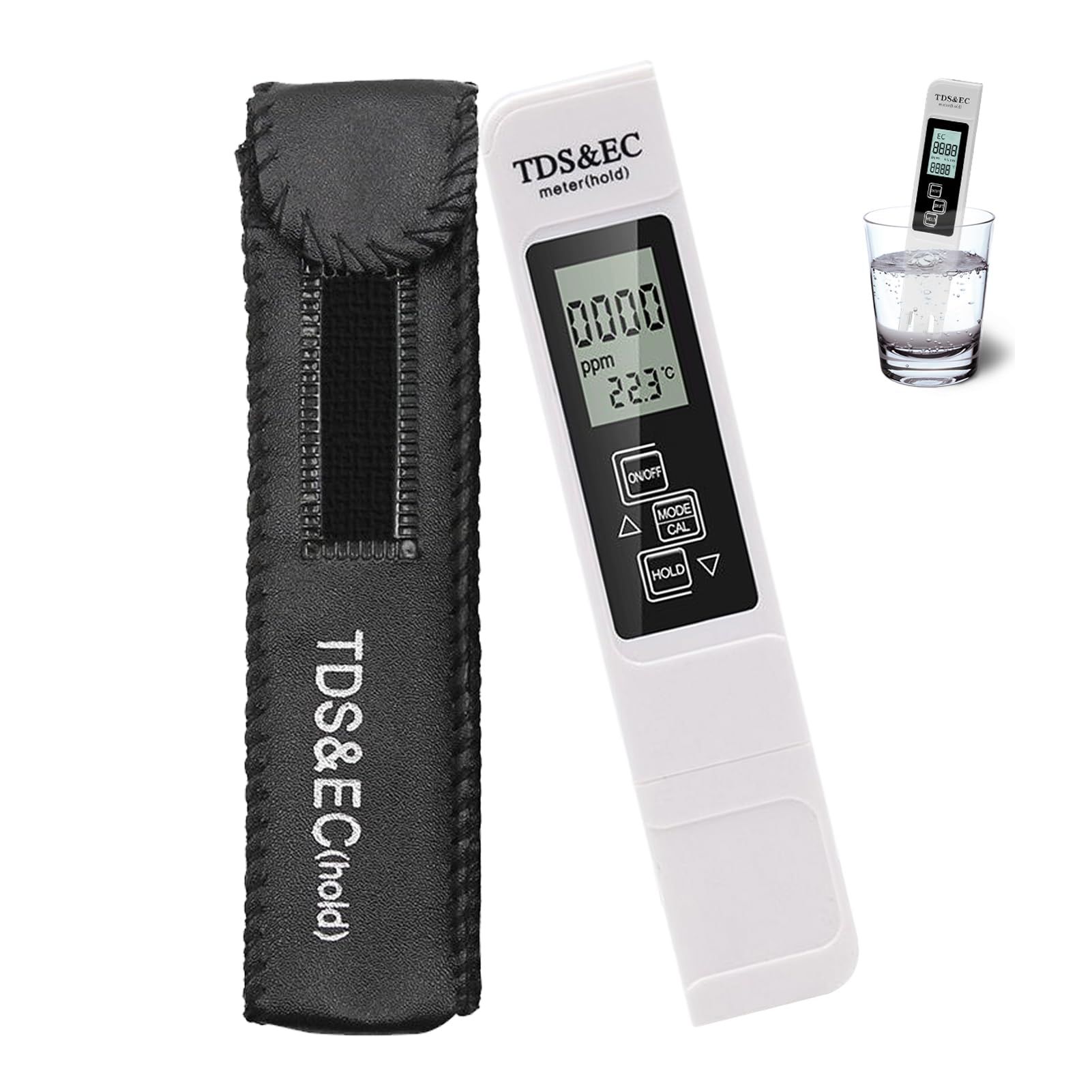 3 in 1 TDS Meter Digital Water Tester, TDS EC and Temperature (℃/℉) Meter, Water Quality Tester Portable, 0-9999 PPM for Drinking Tap Well Aquarium Water, Purifier and Filter Check