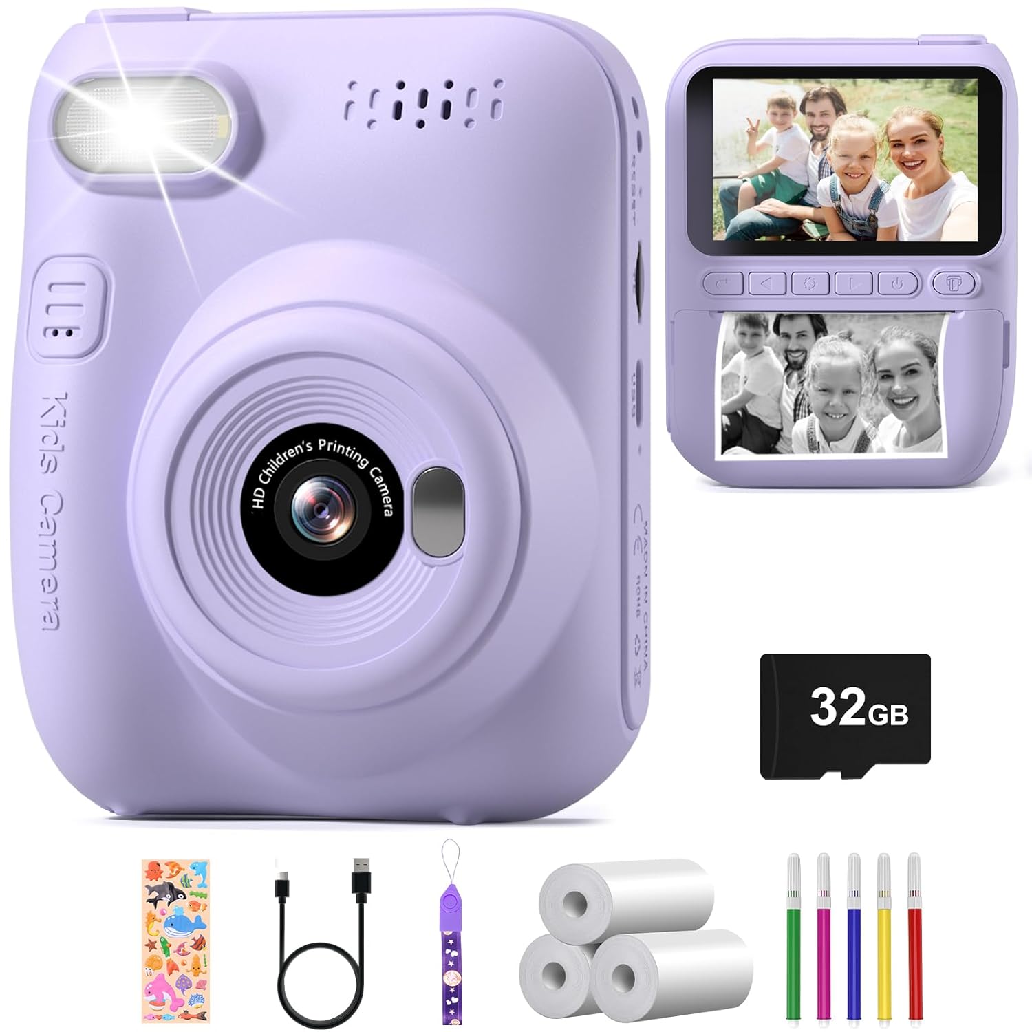 HangRui – Kids Camera, Instant Print 3.0 HD 1080P Digital Cameras for 1080P Camcorder, Video for Girls, Christmas Birthday Gifts, Portable Girl Toy 4 5 6