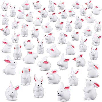 Marsui 100 Pcs Bunny Miniatures Figurines Rabbit Miniature Accessories Easter Garden Landscape Garden Bunny for Easter Accessories Dollhouses DecorationClassic Rabbit
