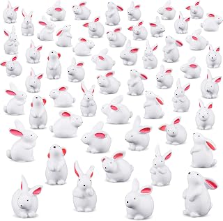 Marsui 100 Pcs Bunny Miniatures Figurines Rabbit Miniature Accessories Easter Garden Landscape Garden Bunny for Easter Accessories Dollhouses Decoration(Classic Rabbit)