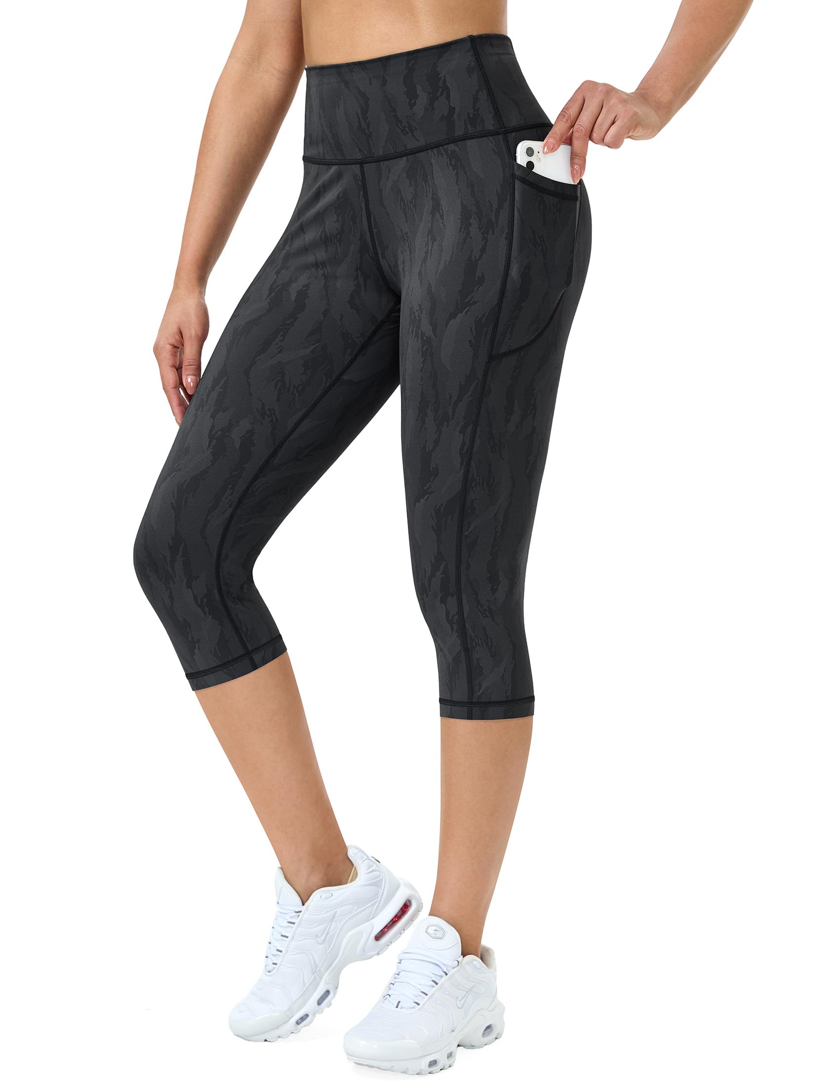 Flatik Damen 3/4 Blickdicht Laufhose und Fitnessleggings