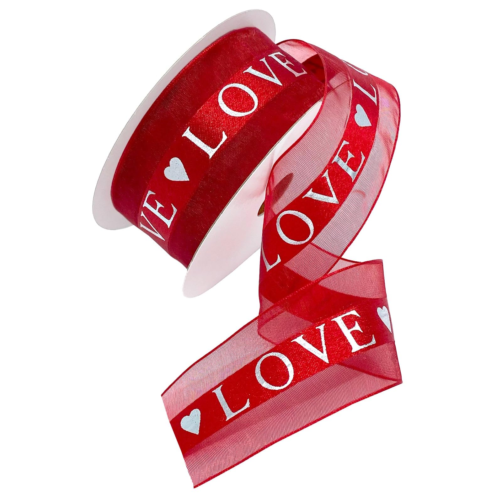 Morex Ribbon Love Organza, 3,8 cm par 18,1 m, rouge