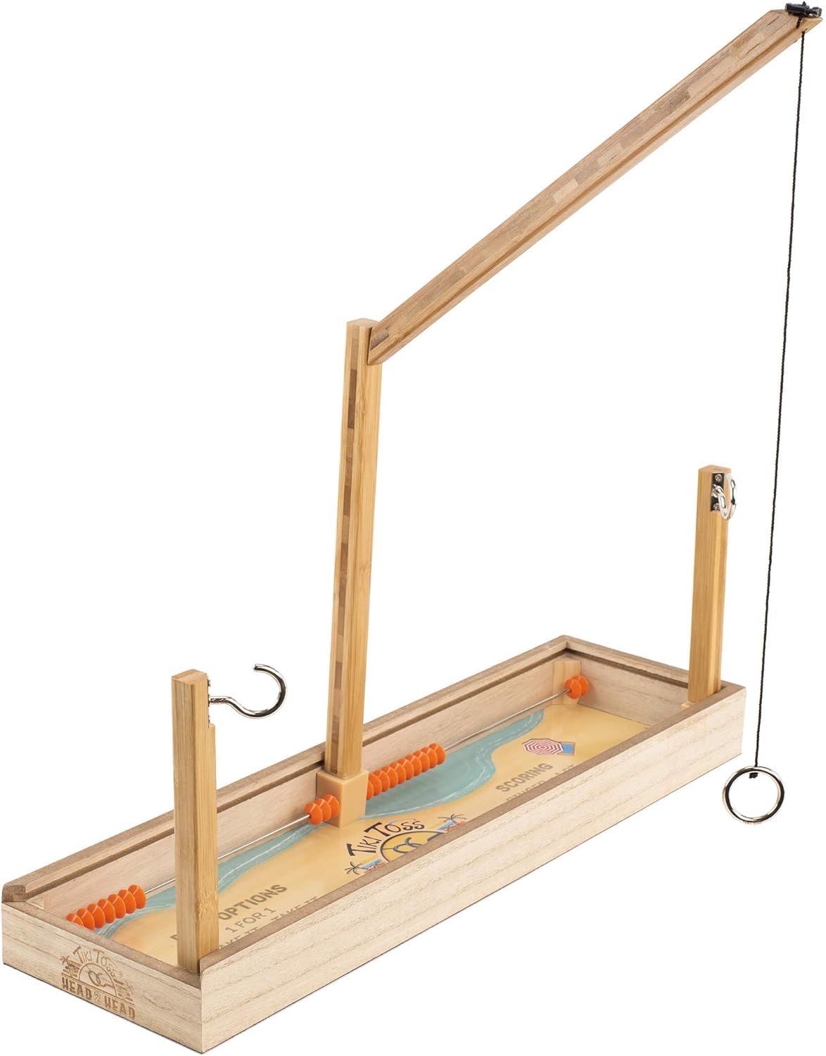 Tiki Toss Ring Toss Game for Adults & Kids - Hook and Ring Games with String and Hooks for Indoor Use, Man Cave Decor & Stuff, Gifts for Men : Sports & Outdoors