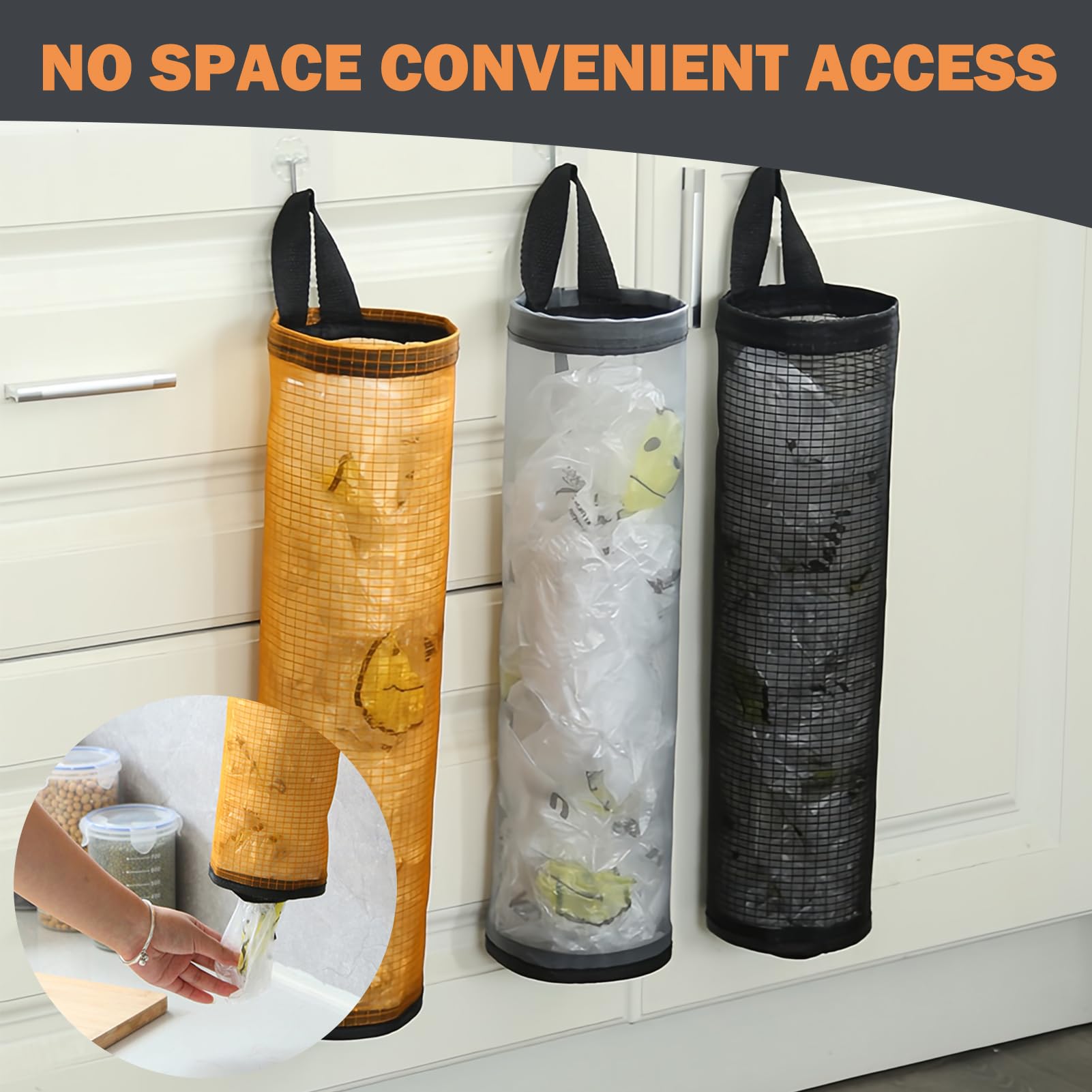 DierCosy Porta del Sacchetto di plastica, Supporto per Sacchetto della Spazzatura a Sospensione 11x44 cm con Gancio, organizzatore di Sacchetti di immondizia, Sacchetto di drogheria Grande Lavabile