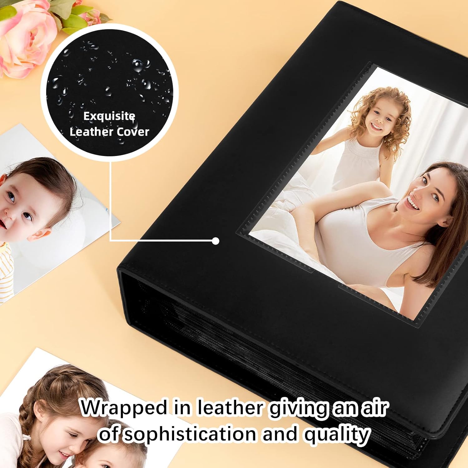 2Packs 272 Pockets Photo Album 5x7 Holds 272 Photos, 5x7 Photo Album Extra Large Capacity Leather Cover Photo Albums for Family Wedding Baby Pictures (1Pcs Black & 1Pcs Pink)