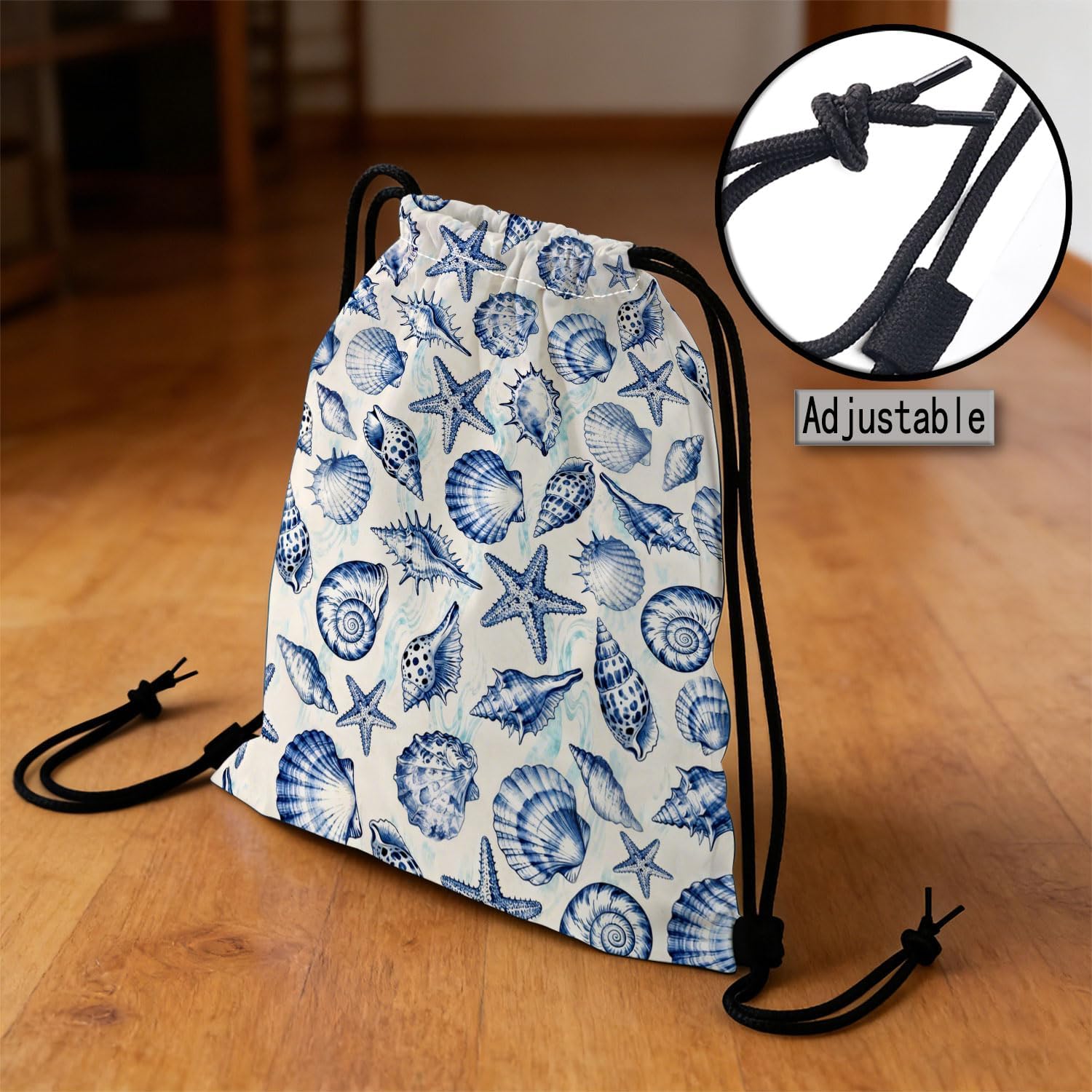 Blue Conch Starfish Dual-Sided Print Drawstring Bag image 4