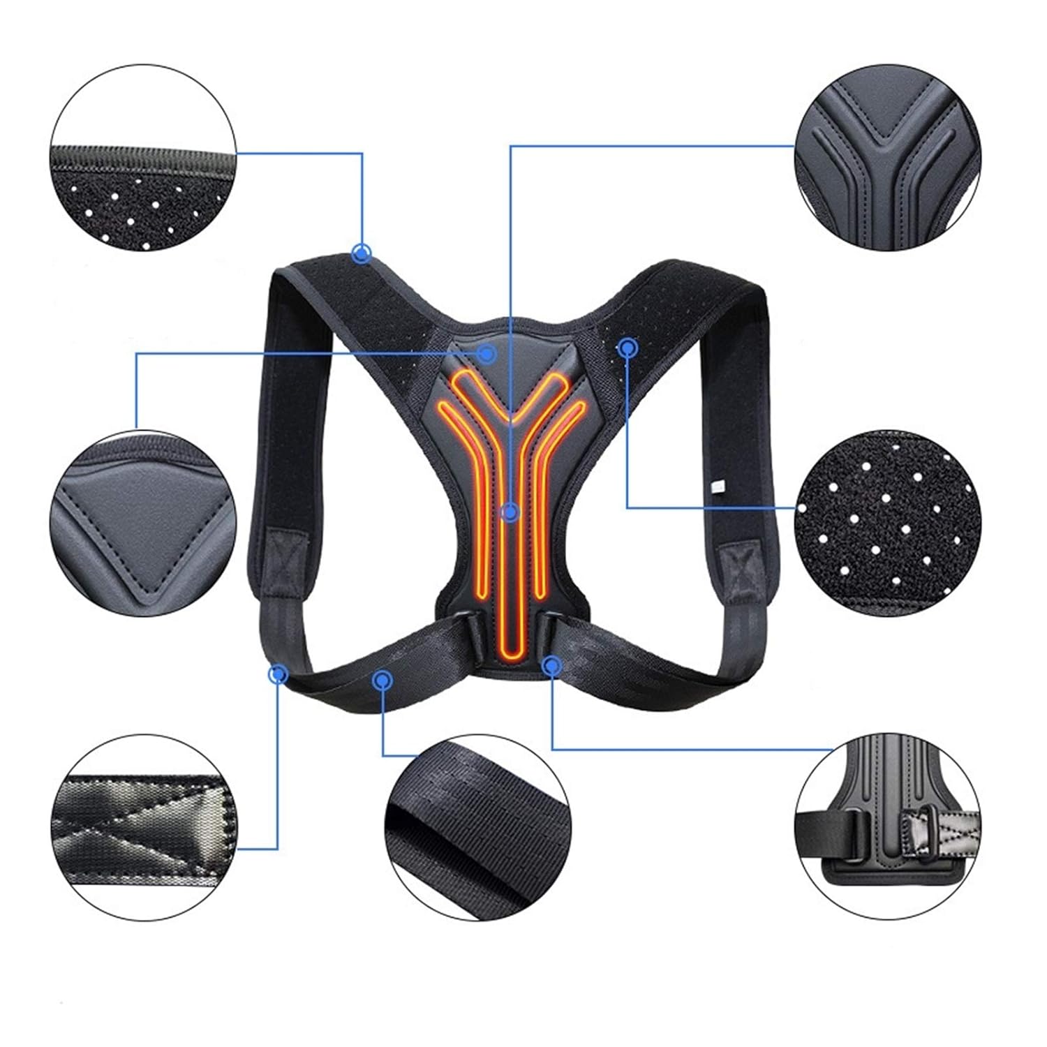 Back Adjustable Corrector Belt Clavicle Spine Men Women Workplace Outdoor Upper Shoulder Lumbar Correction (Color : Small)