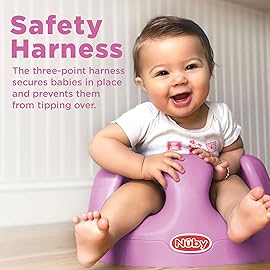 Nuby My Floor Seat - Portable Baby Chair with Soft Foam Cushion, Safety Harness, and High Back Design - 4+ Months - Pink