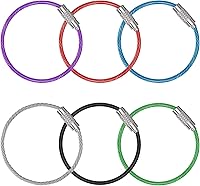 Vista 8 de Uniclife 4 Inch Wire Keychain Cable Large Stainless Steel Key Ring Loop Holder for Luggage Tag Keeper for Travel