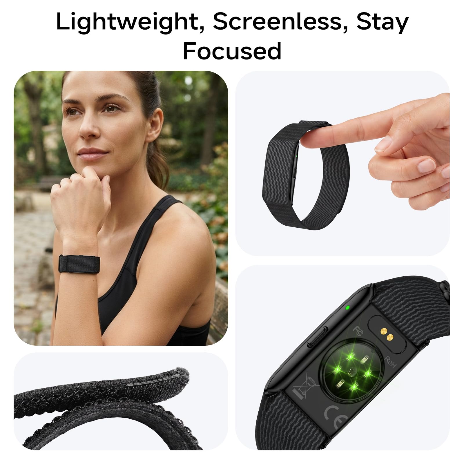 Tracker d'activité intelligent sans écran pour homme et femme | Suivi d'activité et de sommeil 24h/24, 7j/7 avec fréquence cardiaque avec analyse d'IA, autonomie de la batterie de 60 jours