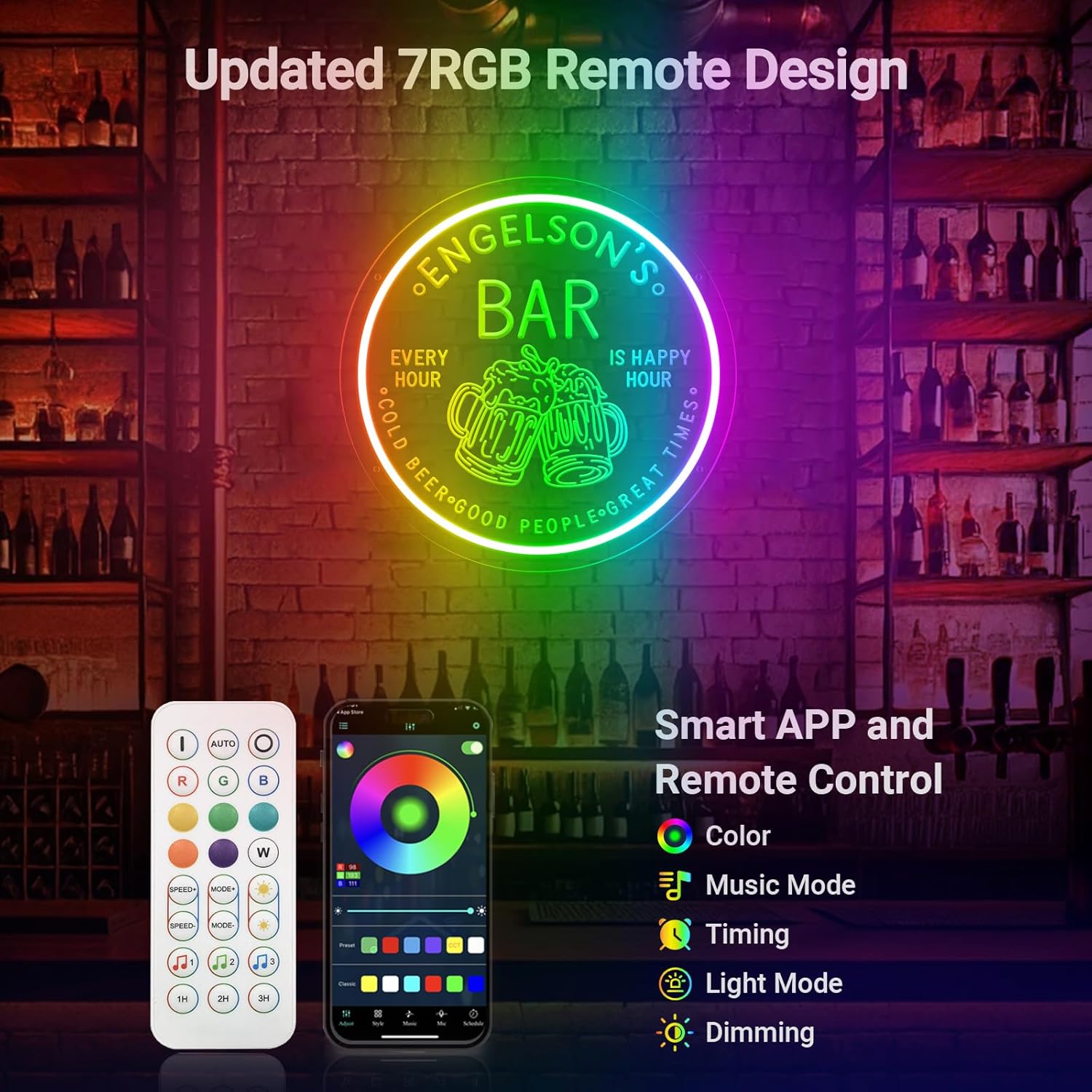 Custom Neon Bar Signs for Home Bar, Handmade Dimmable Personalized Bar Signs, Durable Neon Beer Signs for Man Cave, Bar Led Light Up Sign For Men Dad Gift Business - Image 3