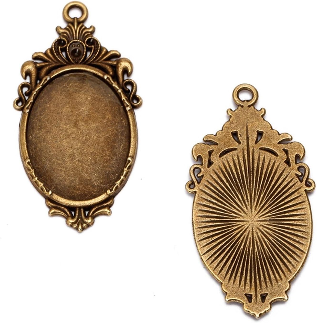 Puste oprawki do wisiorków, Bezel Pendant Trays 100 Pcs Multicolor Filigree Fit 18x25mm Zinc Alloy