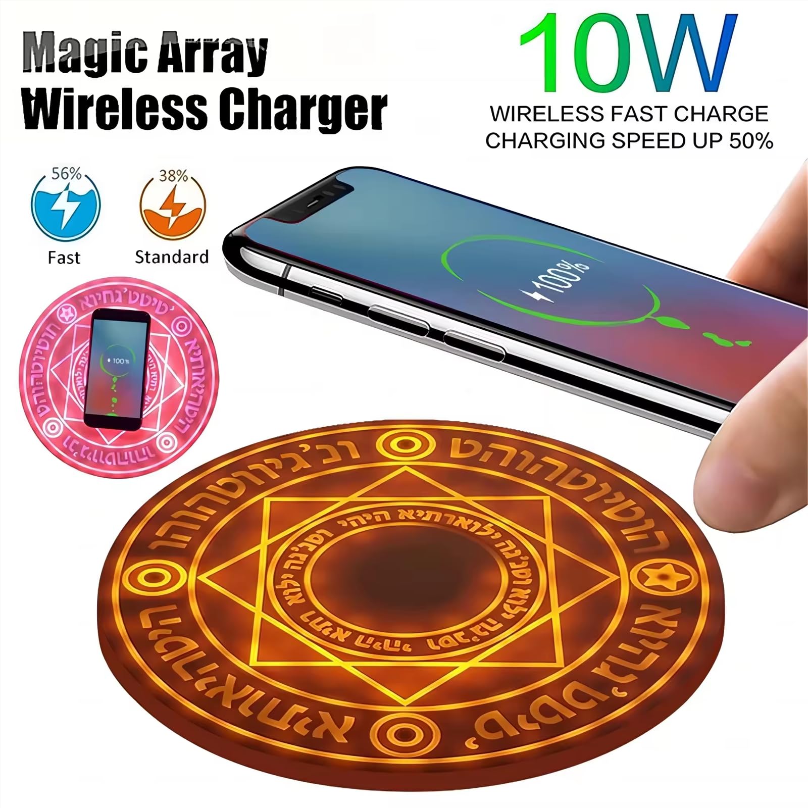 Bezprzewodowa ładowarka Magic, stacja ładowania telefonów komórkowych, podstawka do ładowania biurka, automatyczne ładowanie indukcyjne z certyfikatem Qi,Brown