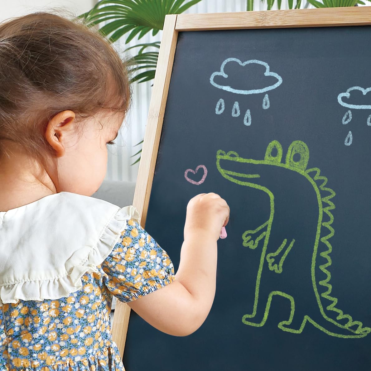 Hape - Lavagna multiattività in bambù per gessi, tempere e pennarelli | Altezza Regolabile e Doppia Superficie di Gioco per Bambini dai 3 Anni