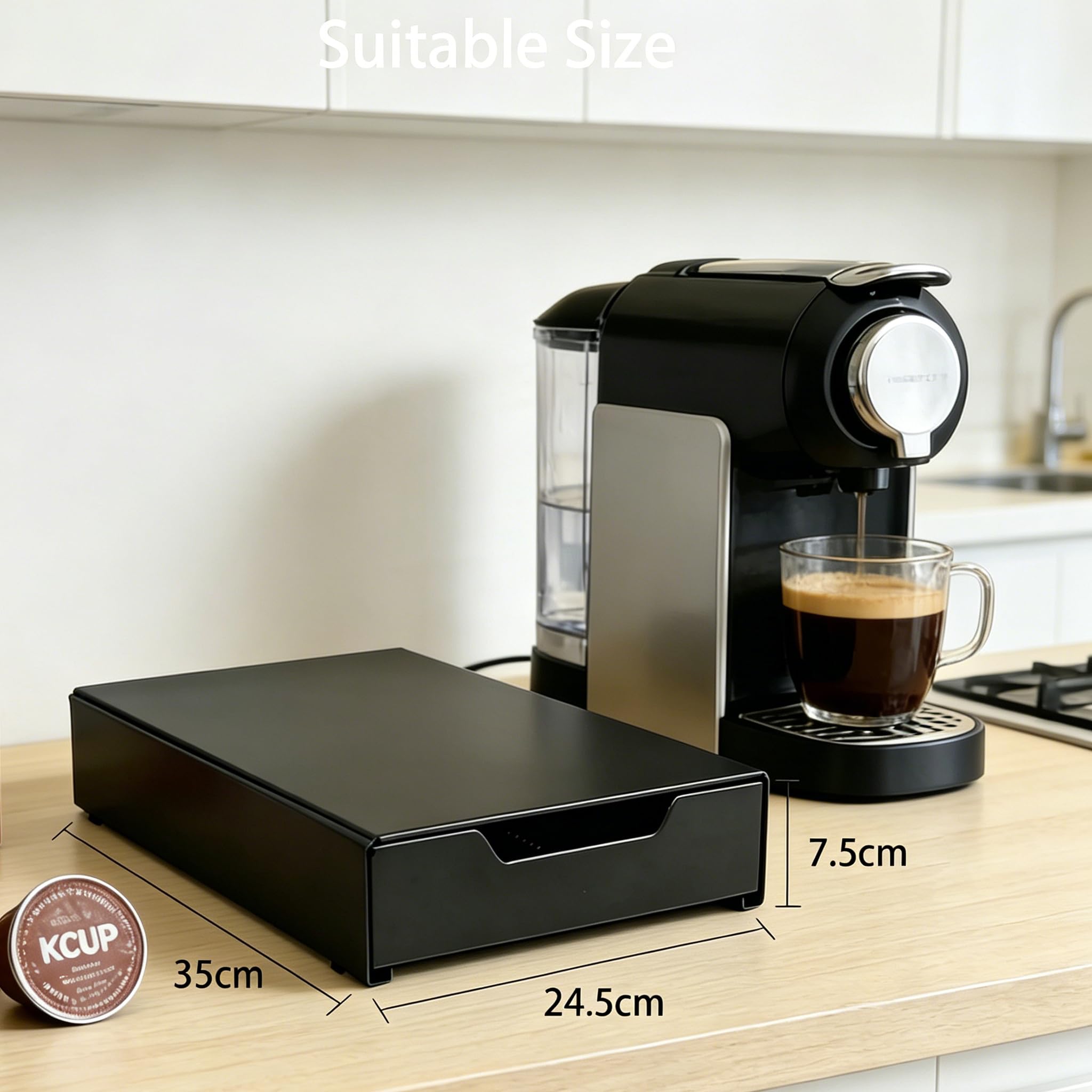 Cajón para cápsulas de café Nespresso Vertuo con capacidad para hasta 36 cápsulas grandes o 40 pequeñas Vertuo, soporte para cápsulas de café compatible con cápsulas Dolc Gusto, cápsulas K-Cup para