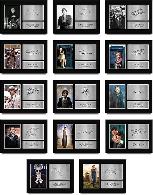 HWC Trading A4 All 14 Dr's Doctor Who Collection Complete Set Printed Signed Autograph Picture for TV Show Fans - A4
