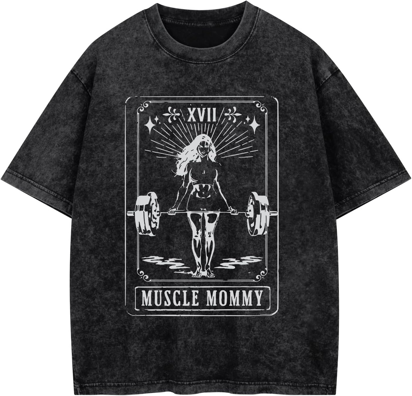 Tarot Card Muscle Mommy Vintage Gym Shirt - Retro Workout T-Shirt for Women, Soft Cotton Graphic Gym Top