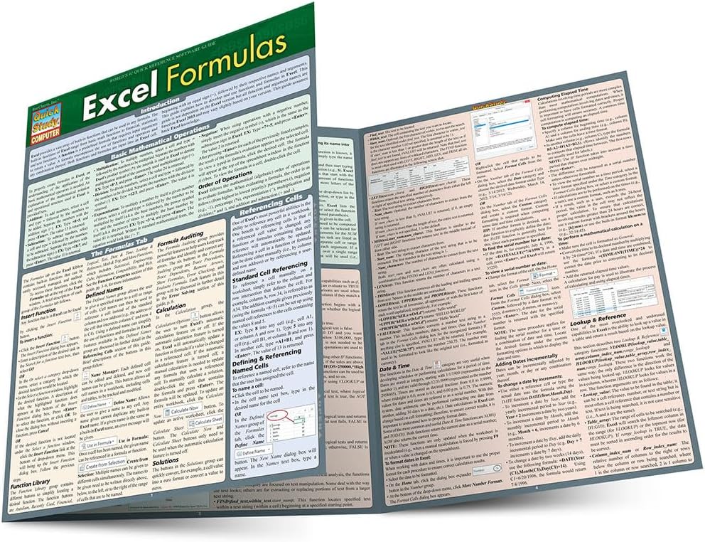 Excel Formulas: QuickStudy Laminated Study Guide (QuickStudy Computer)