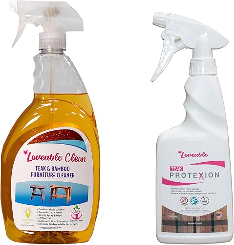 EcoDecors Lovable - Limpiador de muebles de teca y botella de spray selladora de teca Protexion