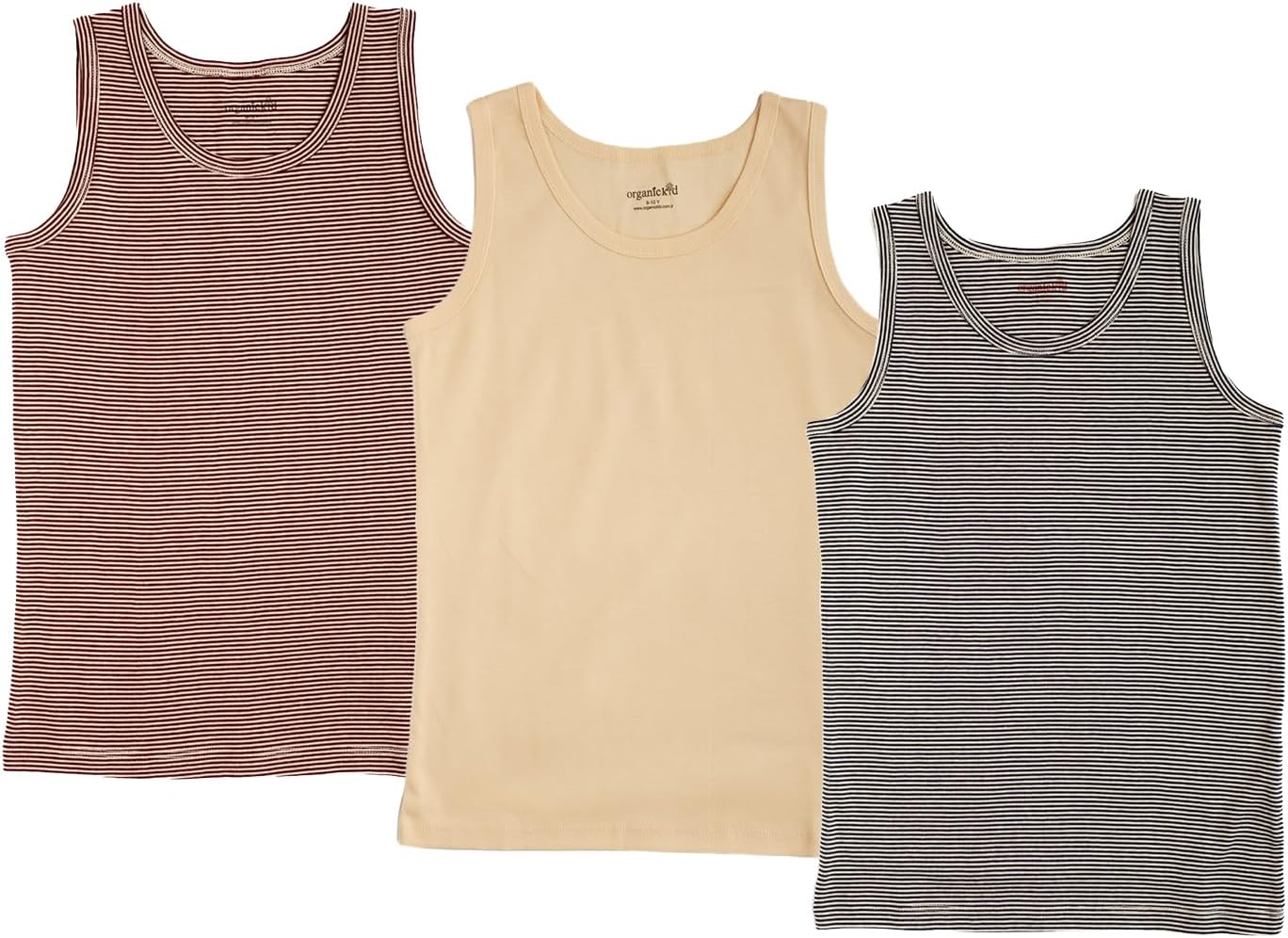 ORGANICKID Boys Organic Cotton Tank Top Sleveless Undershirts Toddler Underwear 3 Pack Tees