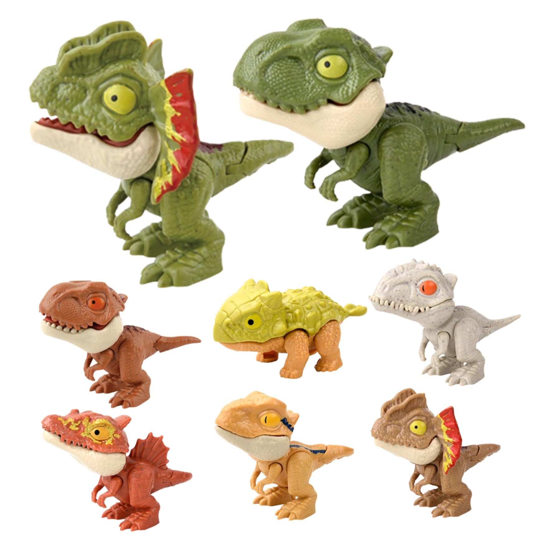 Porgeel Mini Dinosaur Figures for Kids 3+ 8PCS Dinosaur Finger Puppets Movable joint Finger Toys Educational Funny Puppet for Indoor Decor