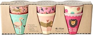 Rice - 6 Pcs Small Melamine Kids Cups Jungle Print Pink